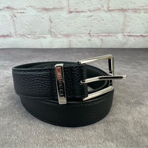 Gucci Black Rectangular Buckle Leather Men's Belt 793760 100/40